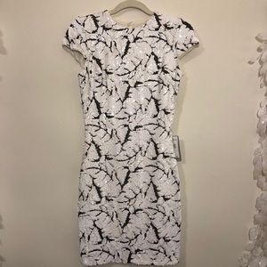 Dress the population white and black sequins dress